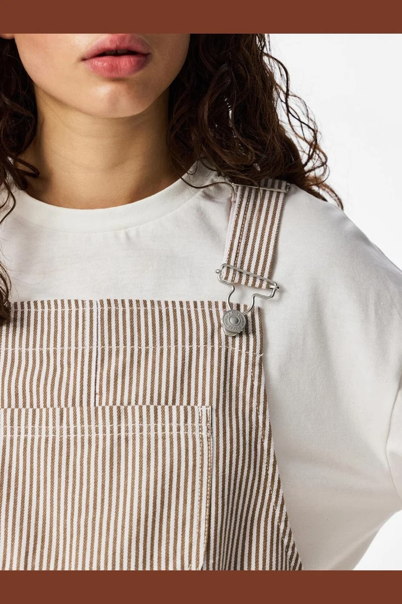 Pieces - Pcallo Dungaree Dress Fsy - 5105504 Greige Cloud Dancer