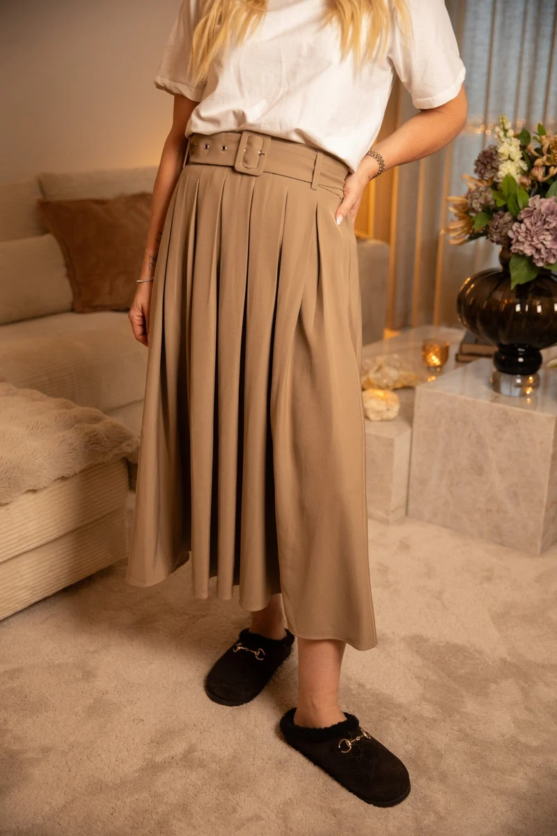 Valentin Studio - Pleated Skirt 161569 - 543 - Camel