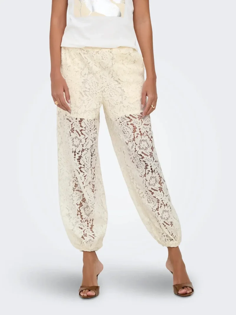JDY - Jdyjulia Lace Balloon Pant - 5127283 Egret