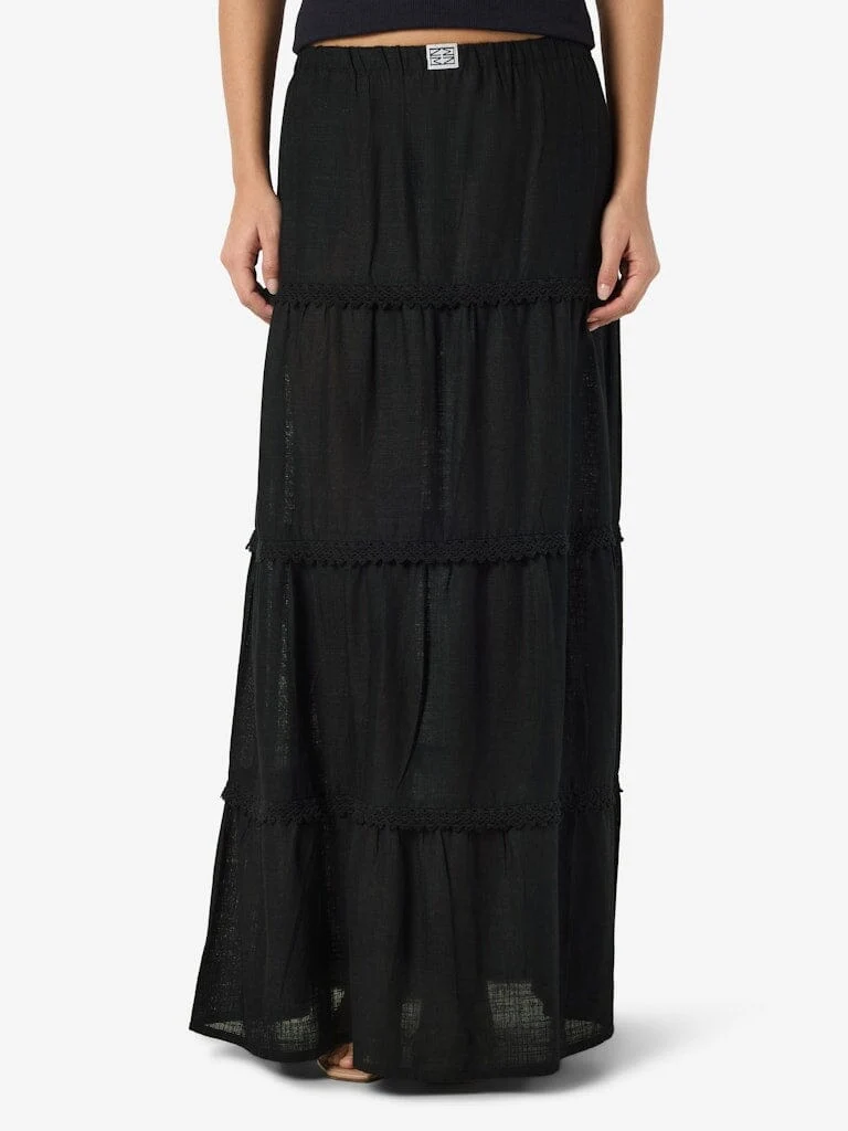 Noisy May - Nmleilani Sienna Nw Maxi Skirt Fwd - 4949068 Black Lace
