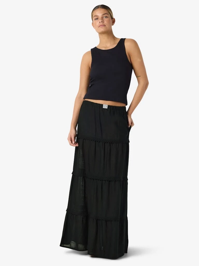 Noisy May - Nmleilani Sienna Nw Maxi Skirt Fwd - 4949068 Black Lace