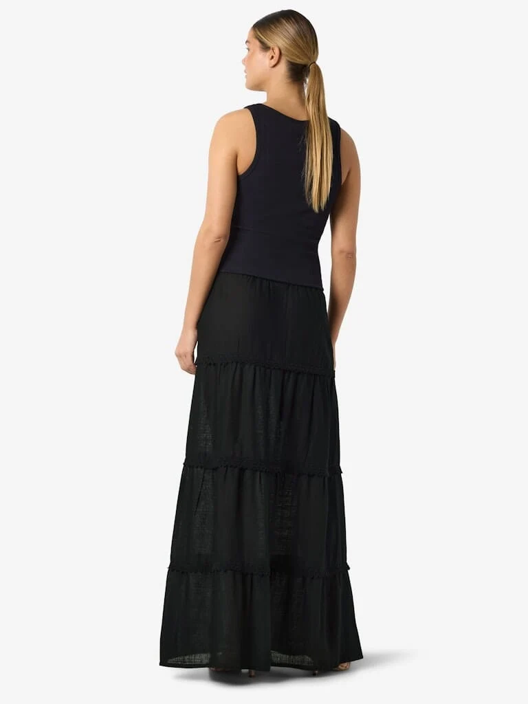 Noisy May - Nmleilani Sienna Nw Maxi Skirt Fwd - 4949068 Black Lace