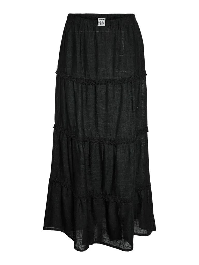 Noisy May - Nmleilani Sienna Nw Maxi Skirt Fwd - 4949068 Black Lace