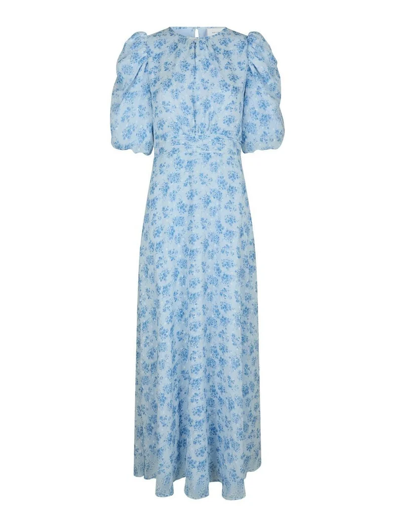 Neo Noir - Kikka Chiffon Flower Dress 167915 - 145 - Light Blue