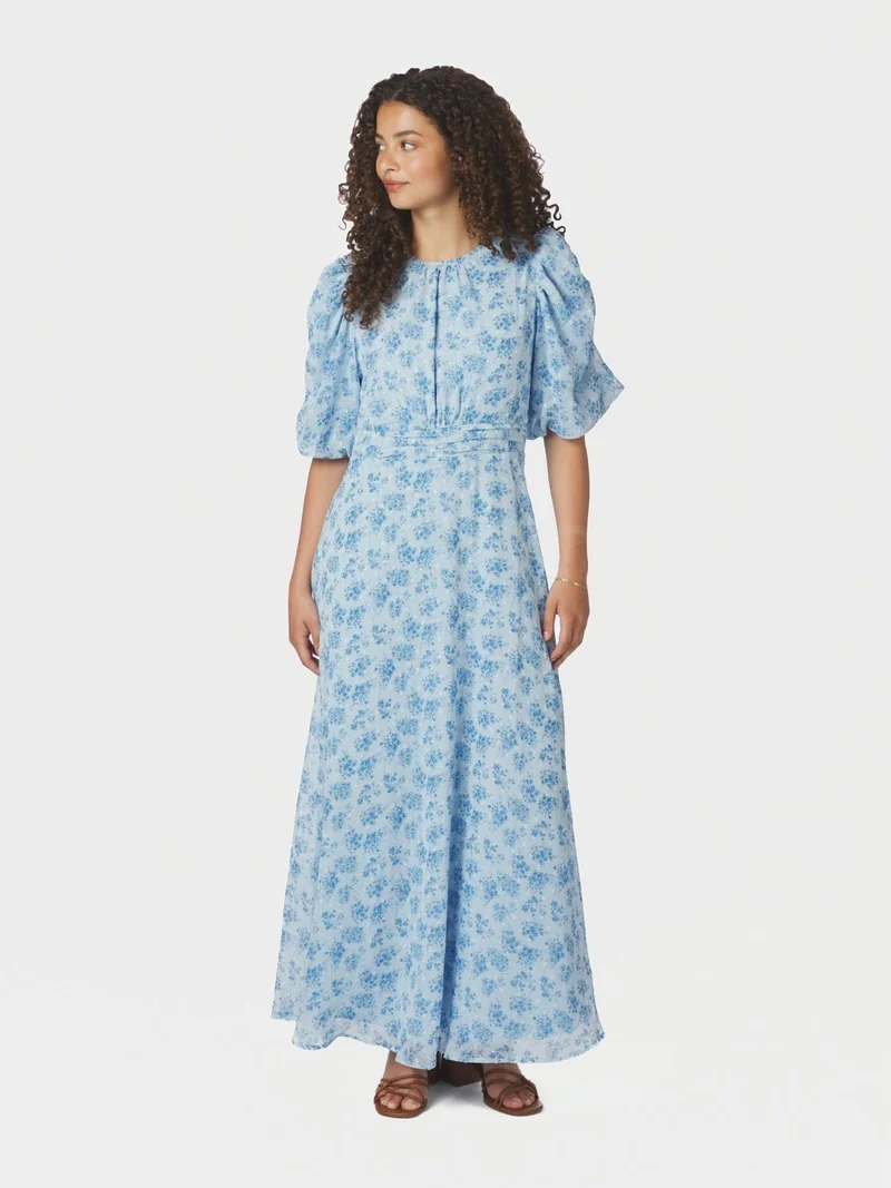 Neo Noir - Kikka Chiffon Flower Dress 167915 - 145 - Light Blue