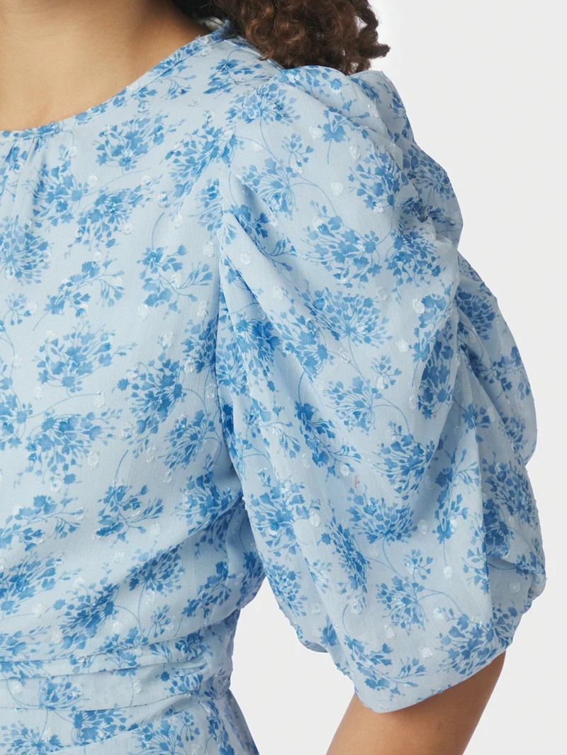 Neo Noir - Kikka Chiffon Flower Dress 167915 - 145 - Light Blue