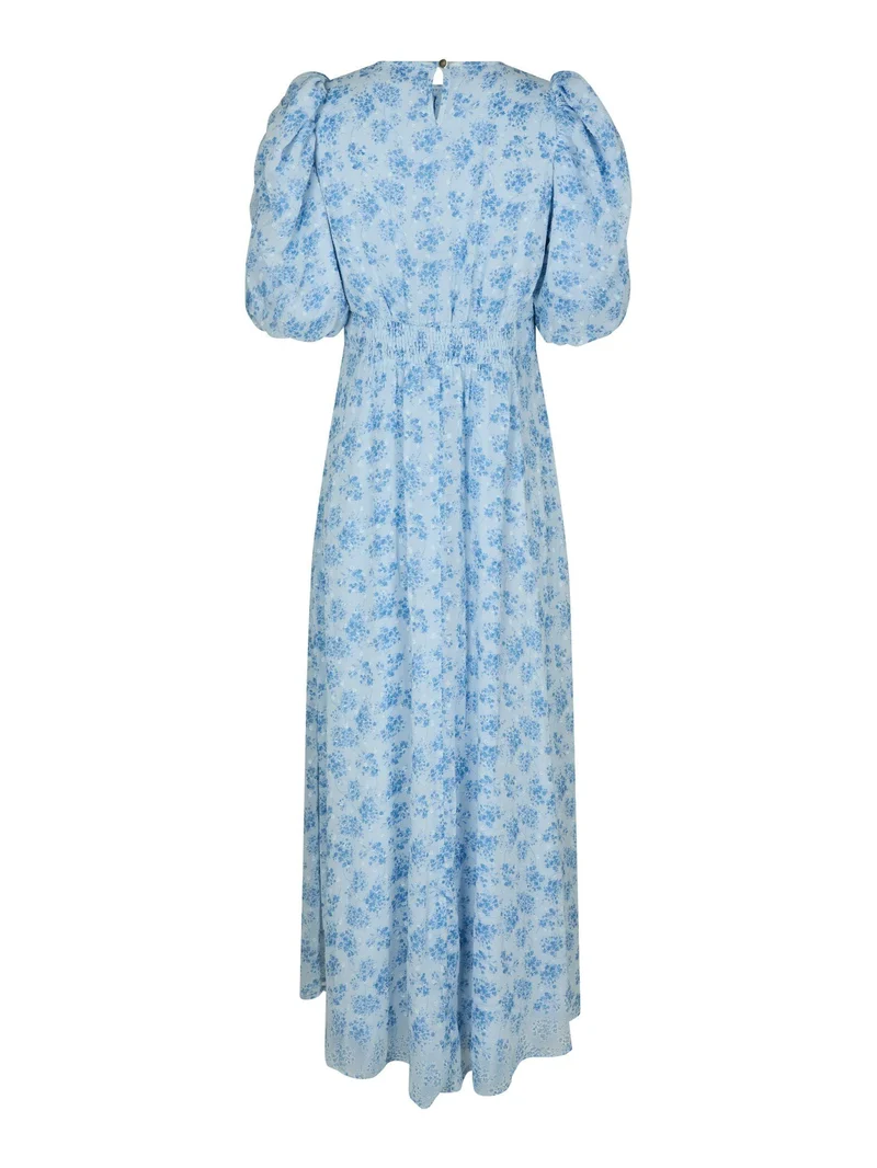 Neo Noir - Kikka Chiffon Flower Dress 167915 - 145 - Light Blue
