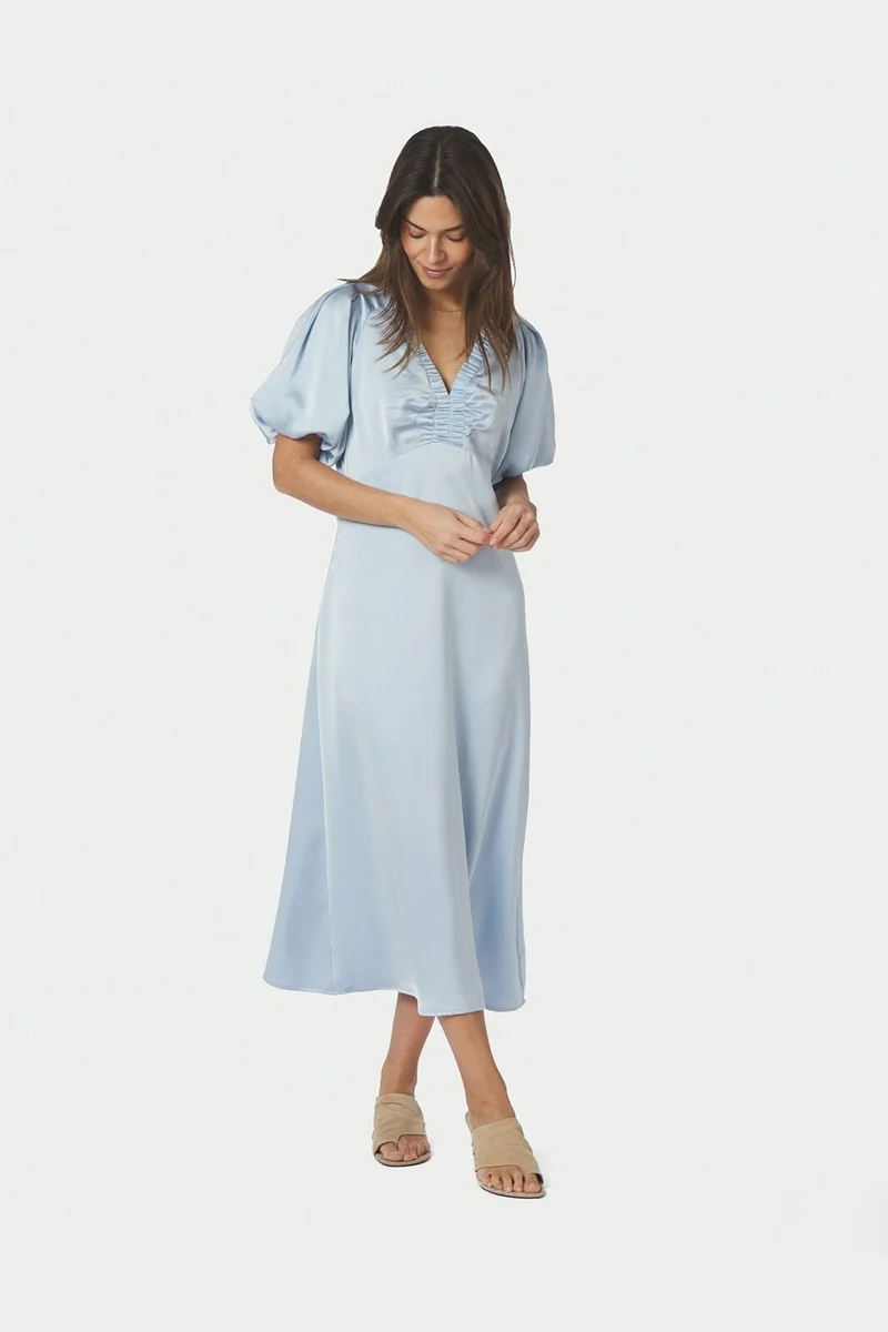 Neo Noir - Illana Heavy Sateen Dress 162521 - 145 - Light Blue