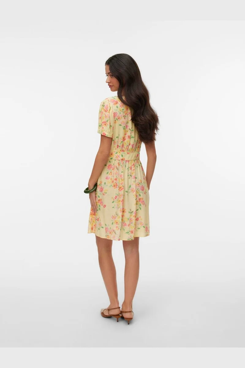 Vero Moda - Vmvilma Holy Ss Short Dress - 5035032 Golden Haze Holly