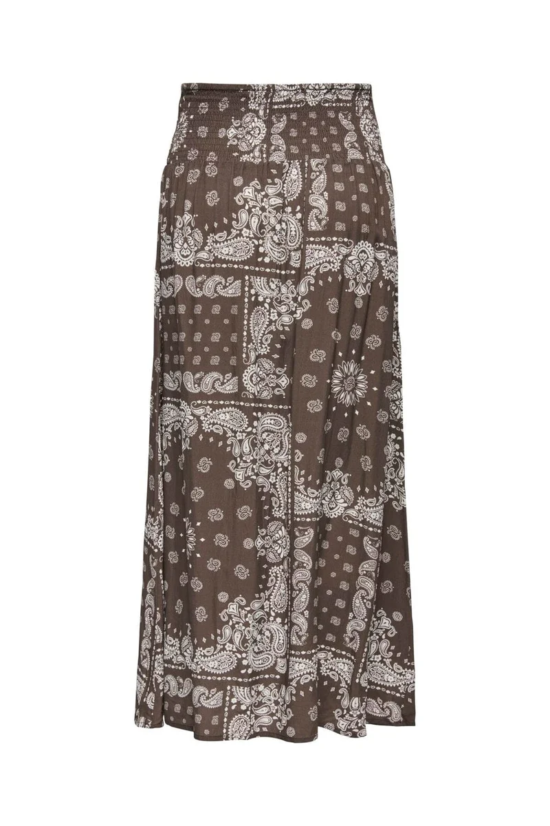 Only - Onlsaki Ambel Long Band Skirt - 5016282 Chocolate Martini Brown Bandana