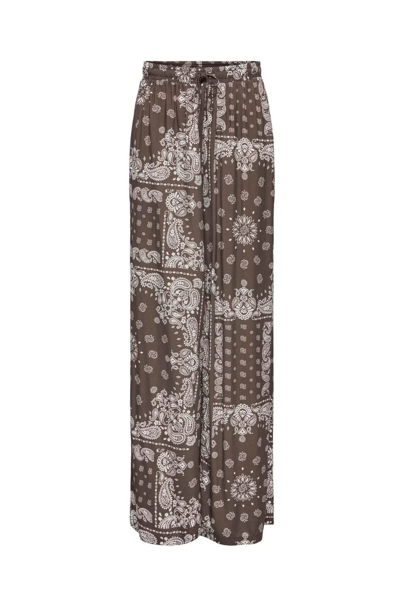 Only - Onlkavi Ambelpull Up Wide Pants - 5016297 Chocolate Martini Brown Bandana