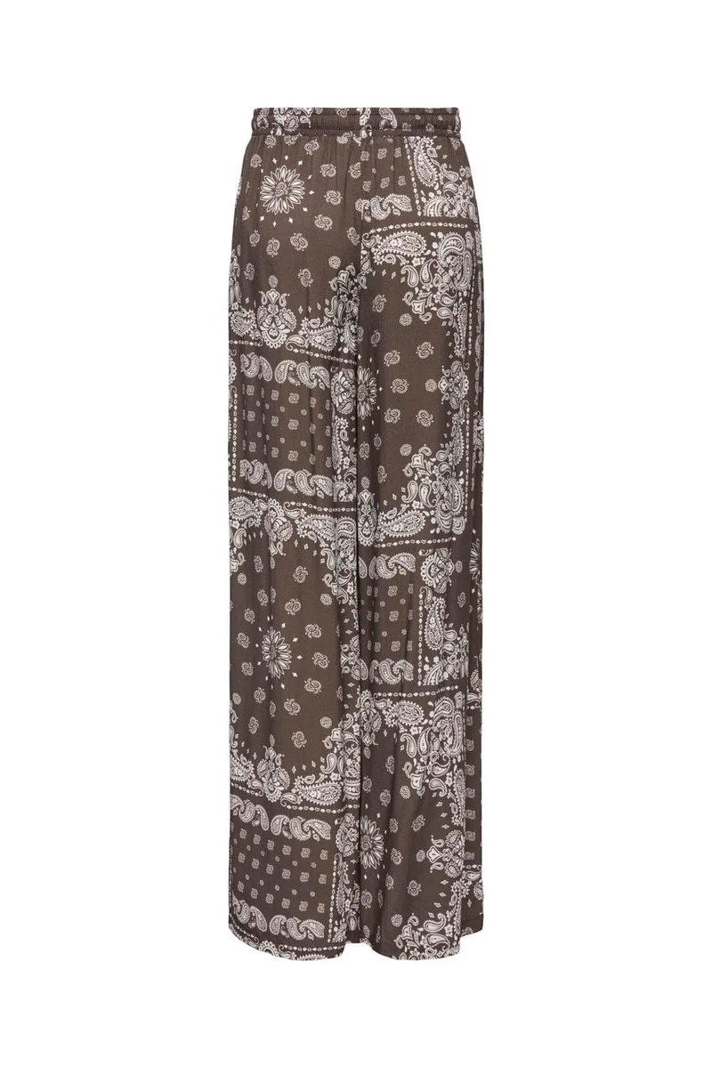 Only - Onlkavi Ambelpull Up Wide Pants - 5016297 Chocolate Martini Brown Bandana