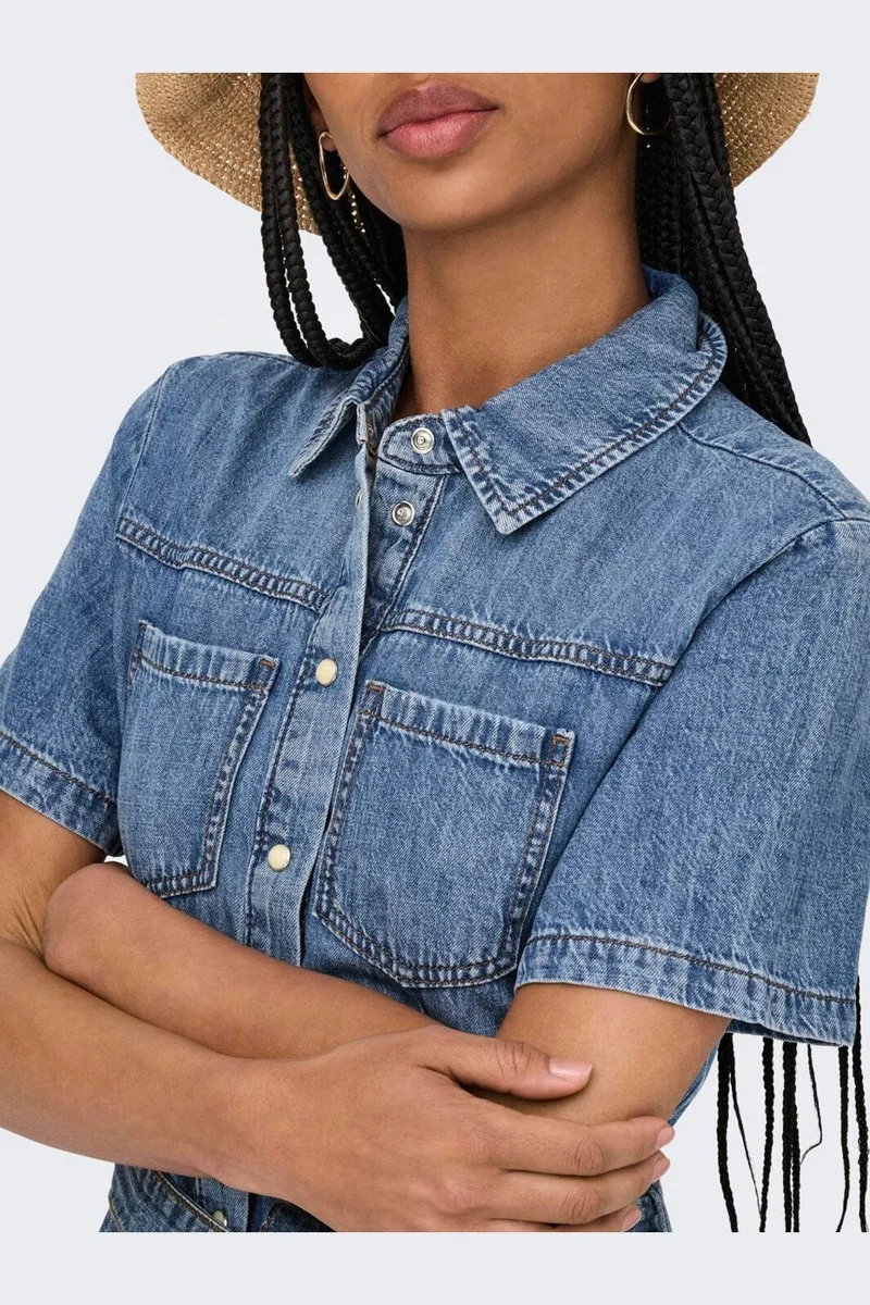 Only - Onlaliyah S/S Layer Dress Akm - 4531306 Medium Blue Denim