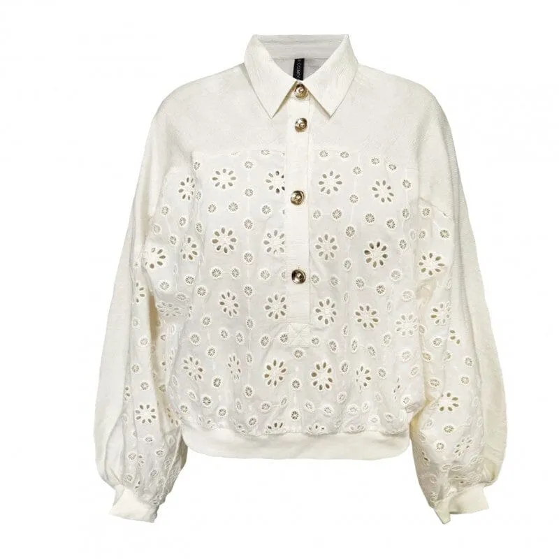 Dear Molly - Broderi Bomber Shirt Ch163299b - Off White
