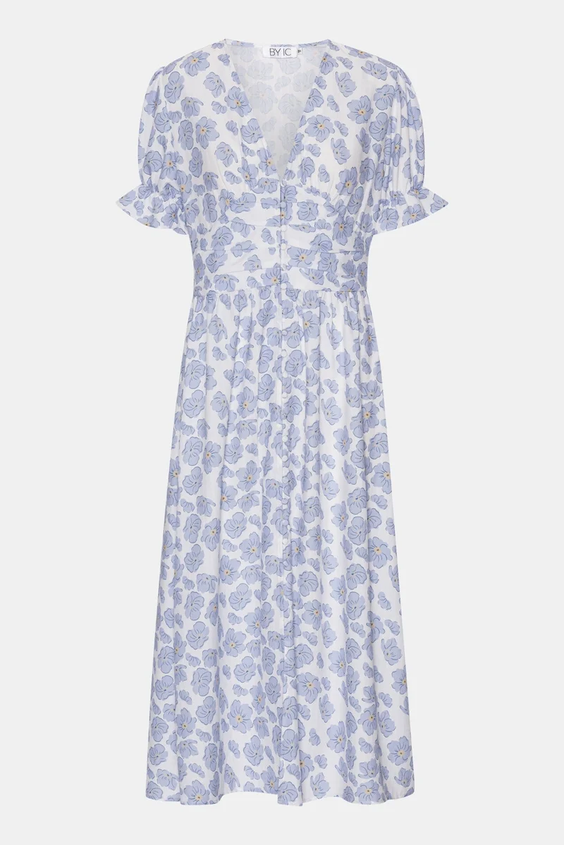BYIC - Adelic Long Ss Dress - bdf Blue Dazzling Flower