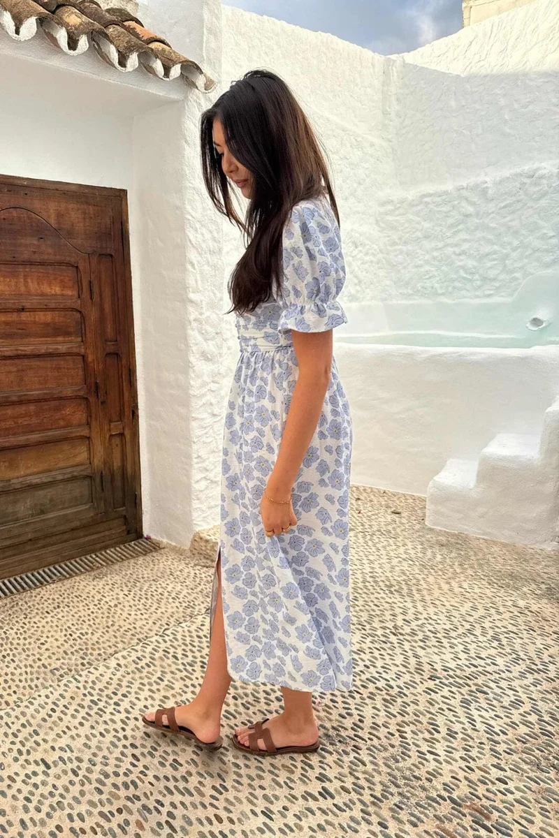 BYIC - Adelic Long Ss Dress - bdf Blue Dazzling Flower