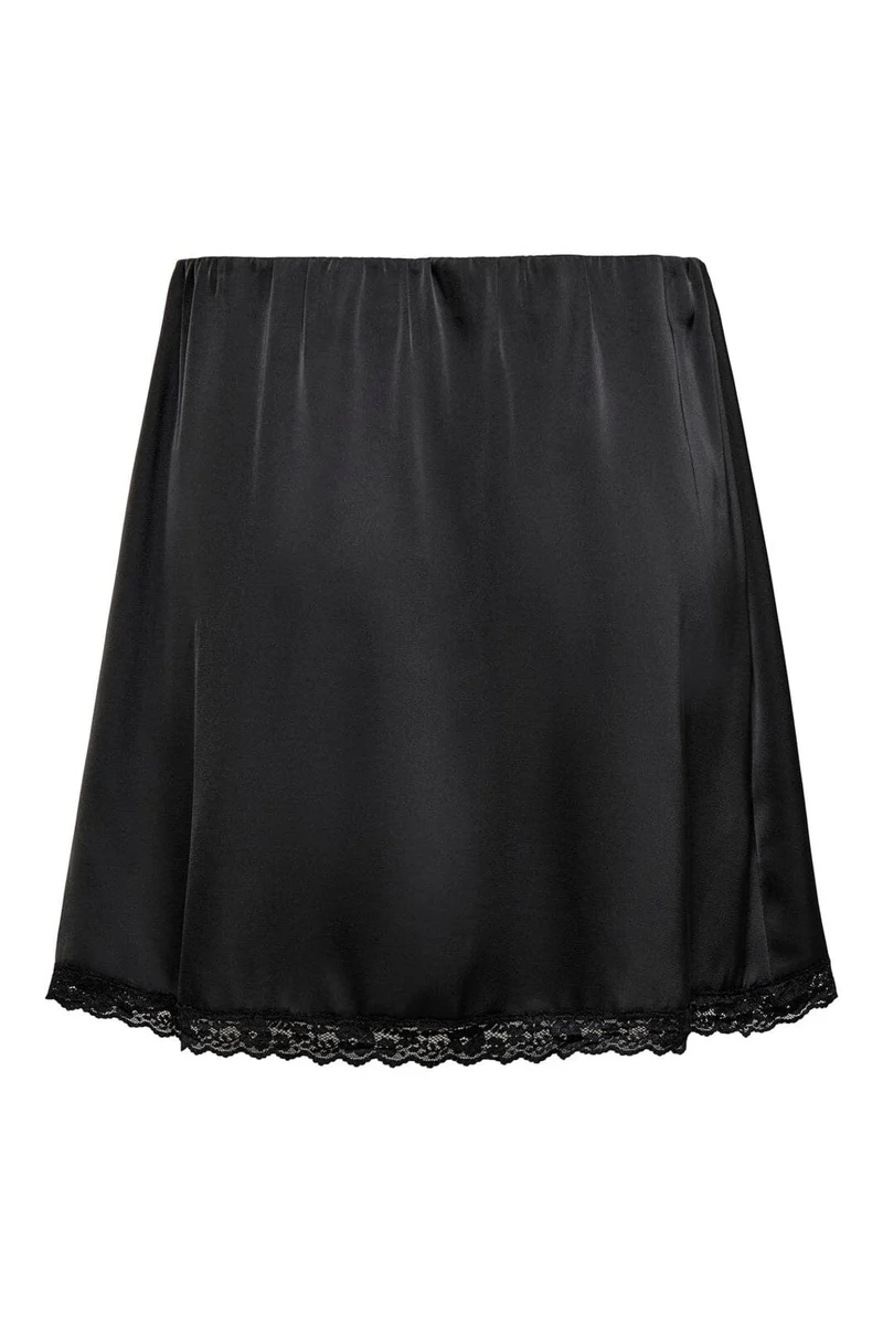 Only - Onlmenus Lace Satin Short Skirt - 5131875 Black Black Lace