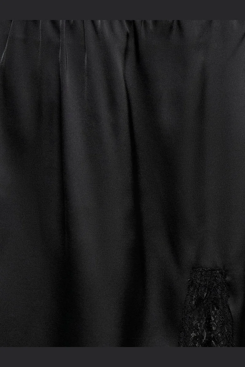 Only - Onlmenus Lace Satin Short Skirt - 5131875 Black Black Lace