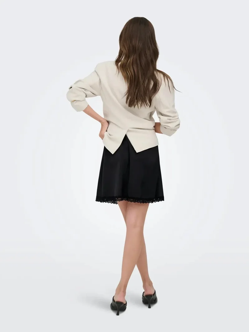 Only - Onlmenus Lace Satin Short Skirt - 5131875 Black Black Lace