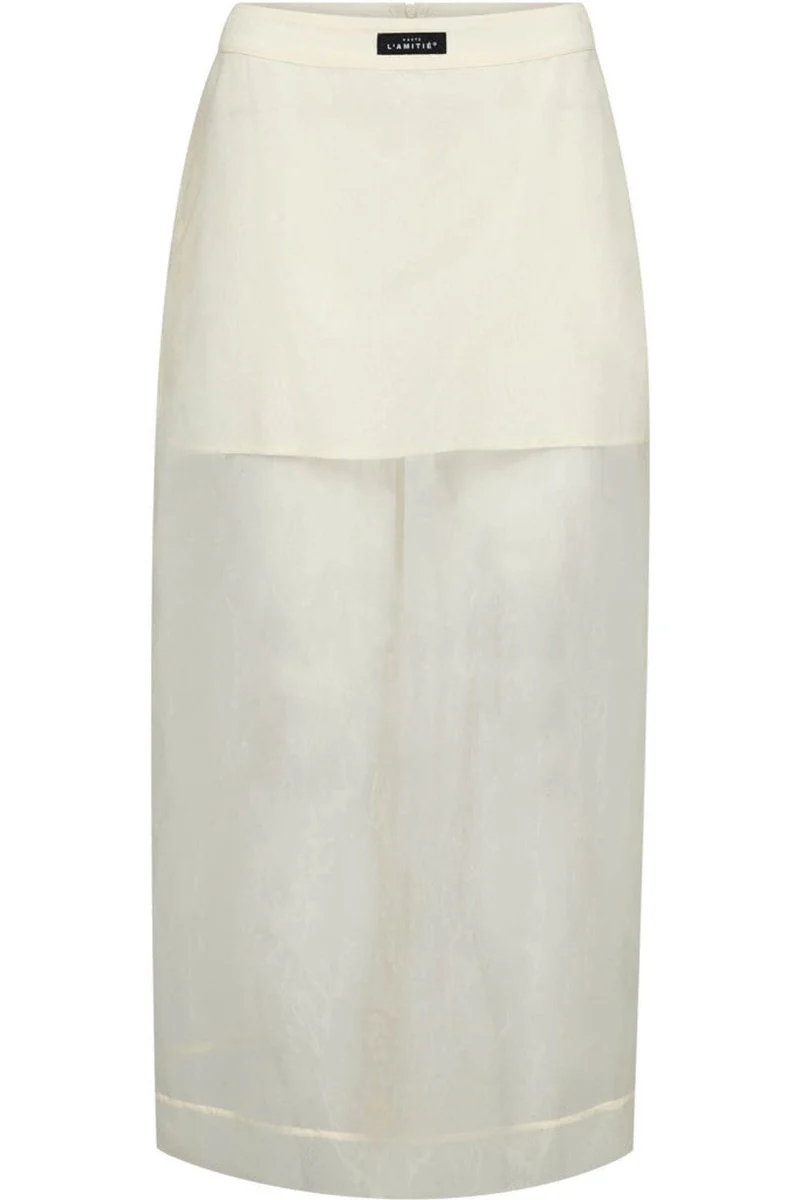 Haute L'Amitié - Organza Pencil Skirt HL10638 - Pale Yellow