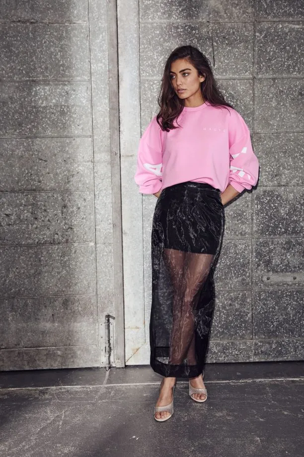 Haute L'Amitié - Organza Pencil Skirt HL10638 - Black