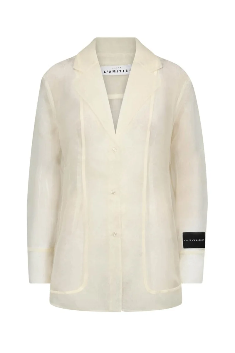 Haute L'Amitié - Ring Organza Blazer Shirt HL10632 - Pale Yellow