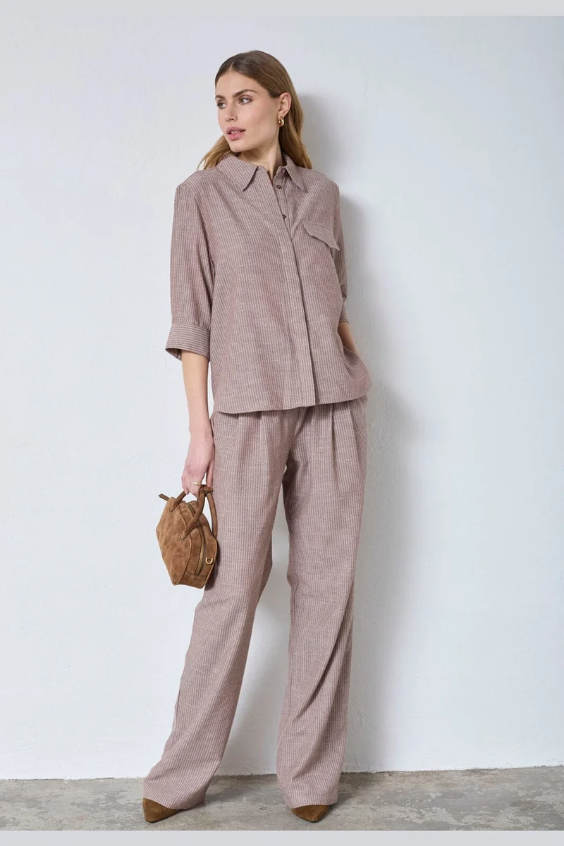 Co´Couture - Jihocc Stripe Ss Shirt 45136 - 46 - Brown