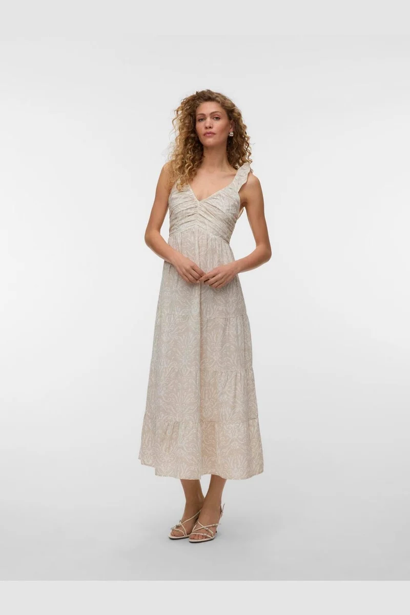 Vero Moda - Vmdicthe Sl Frill Ankle Dress - 4979094 Pumice Stone Ally