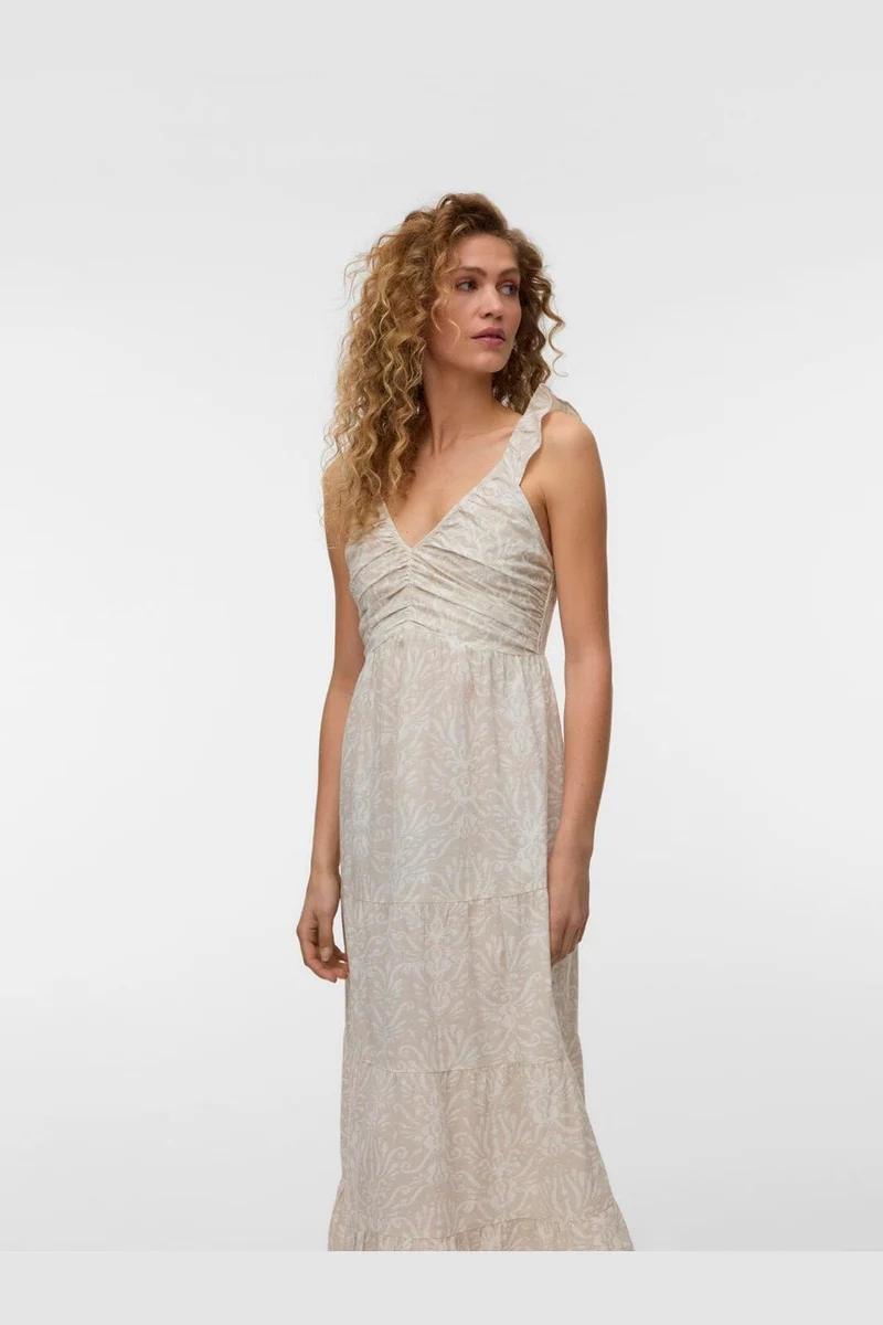 Vero Moda - Vmdicthe Sl Frill Ankle Dress - 4979094 Pumice Stone Ally