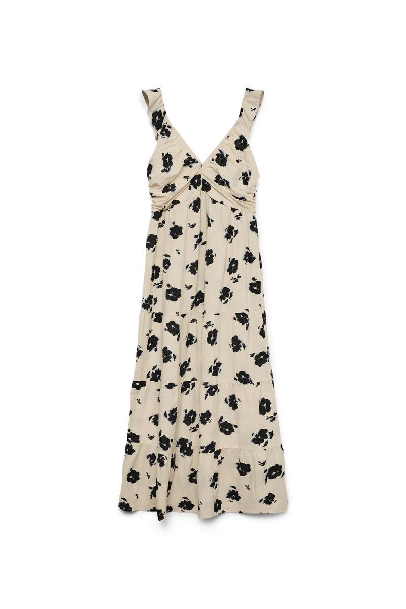 Vero Moda - Vmdicthe Sl Frill Ankle Dress - 4929091 Pumice Stone Alma