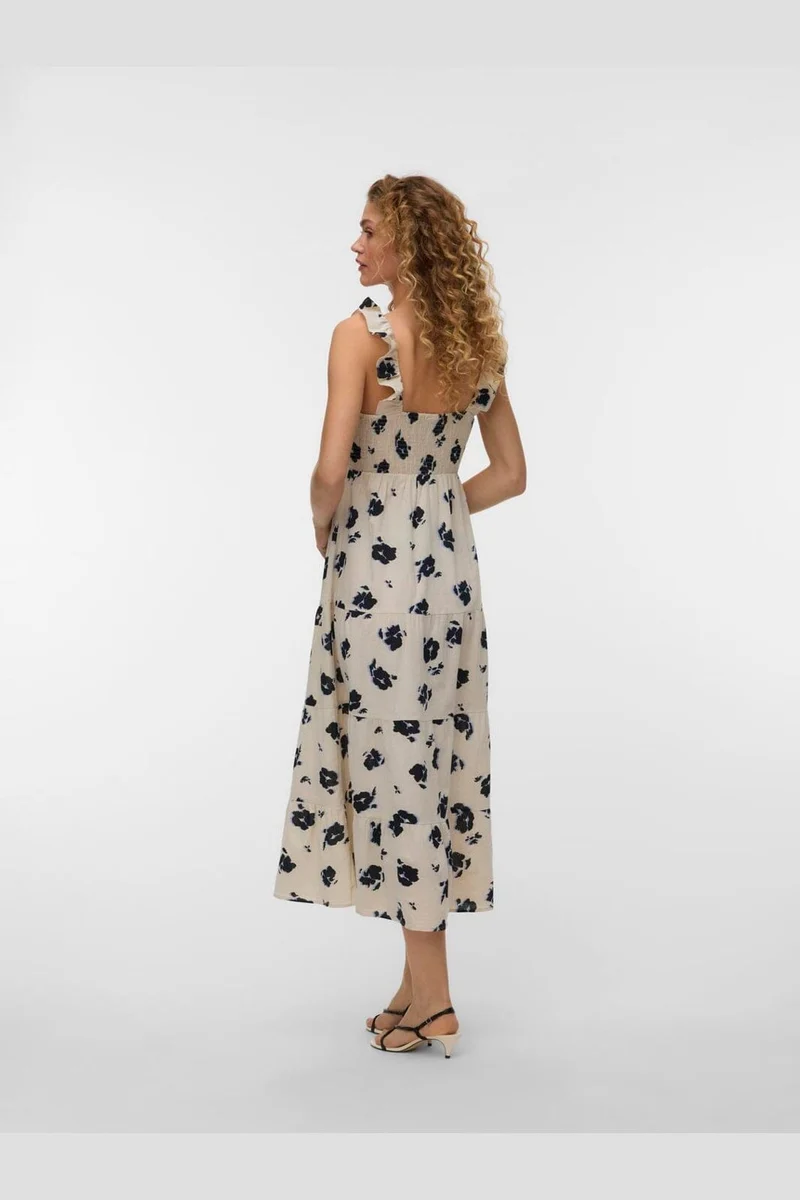 Vero Moda - Vmdicthe Sl Frill Ankle Dress - 4929091 Pumice Stone Alma