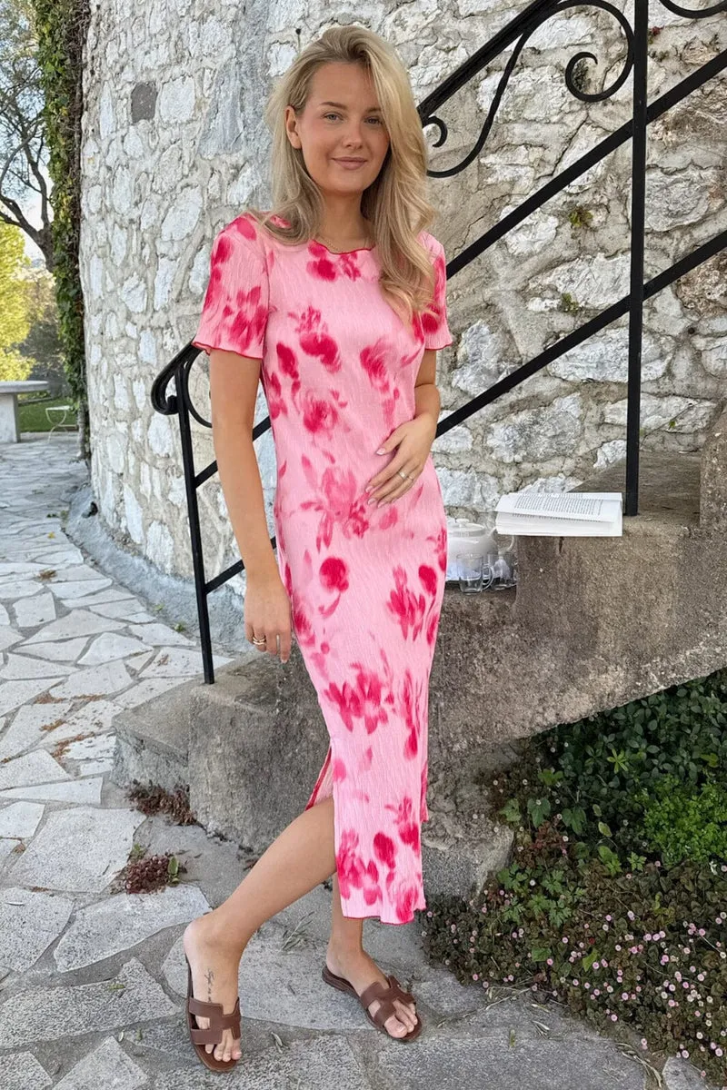 BYIC - Odaic Ss Dress A23834 - Abstract Pink Flower Print