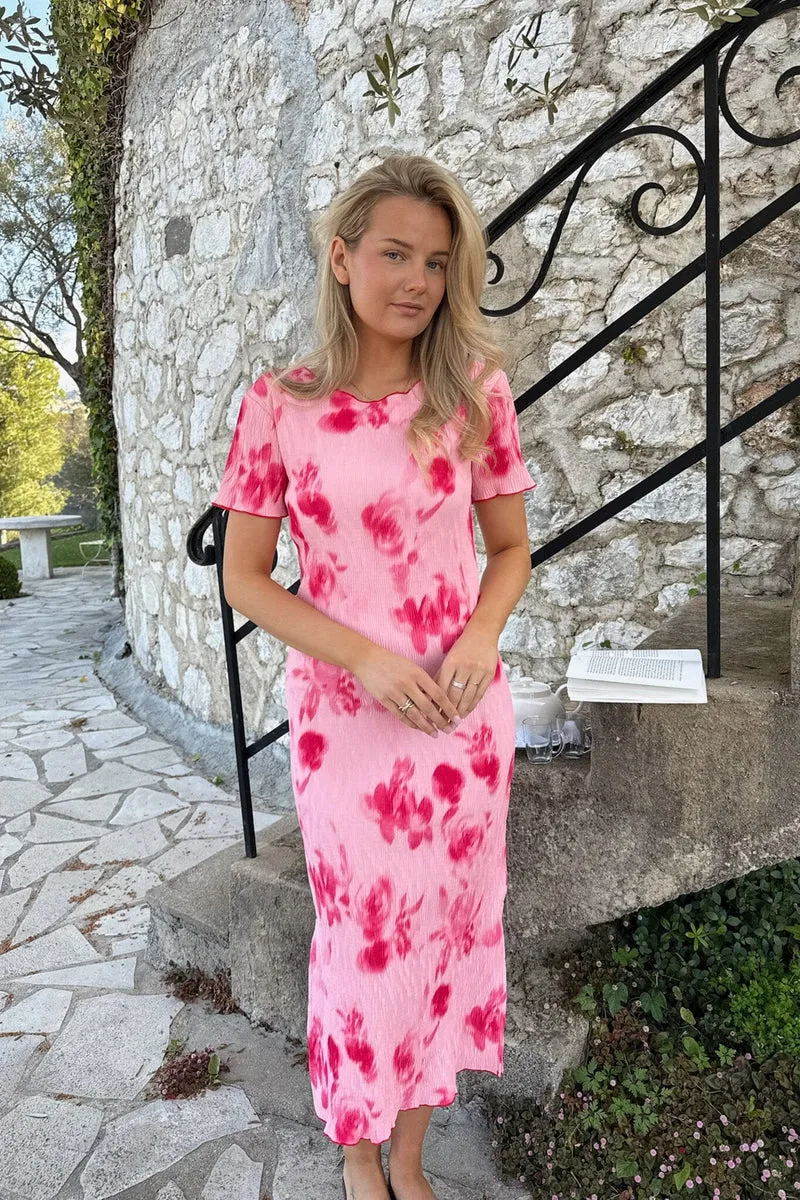 BYIC - Odaic Ss Dress A23834 - Abstract Pink Flower Print