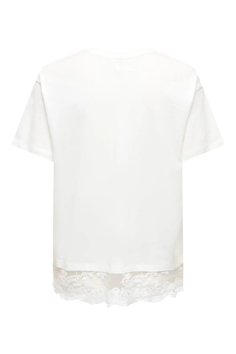 Only - Onlvivvi S/S Lace Bottom Top - 5130044 Cloud Dancer Cloud Dancer Lace