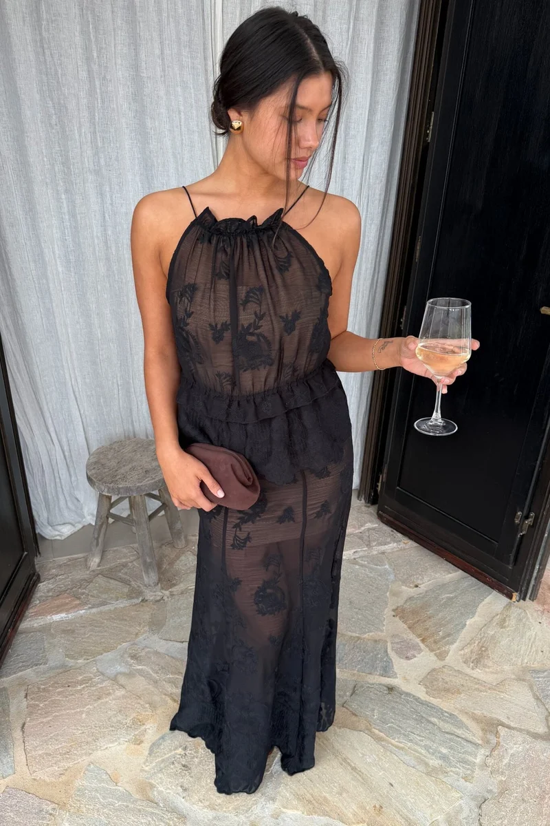 BYIC - Ellinoric Lace Maxi Skirt - vb Vintage Black