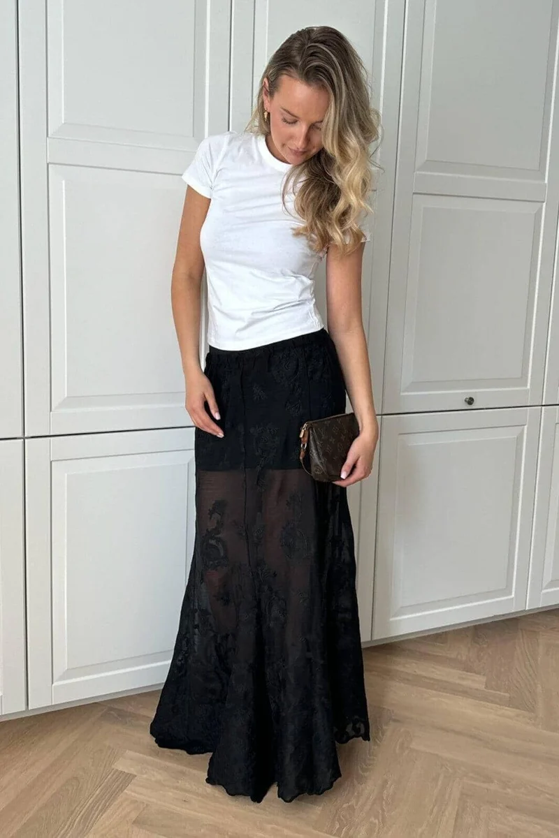 BYIC - Ellinoric Lace Maxi Skirt - vb Vintage Black