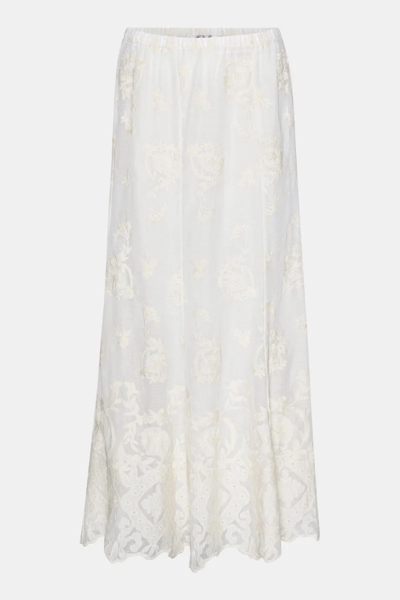 BYIC - Ellinoric Lace Maxi Skirt - vw Vintage White