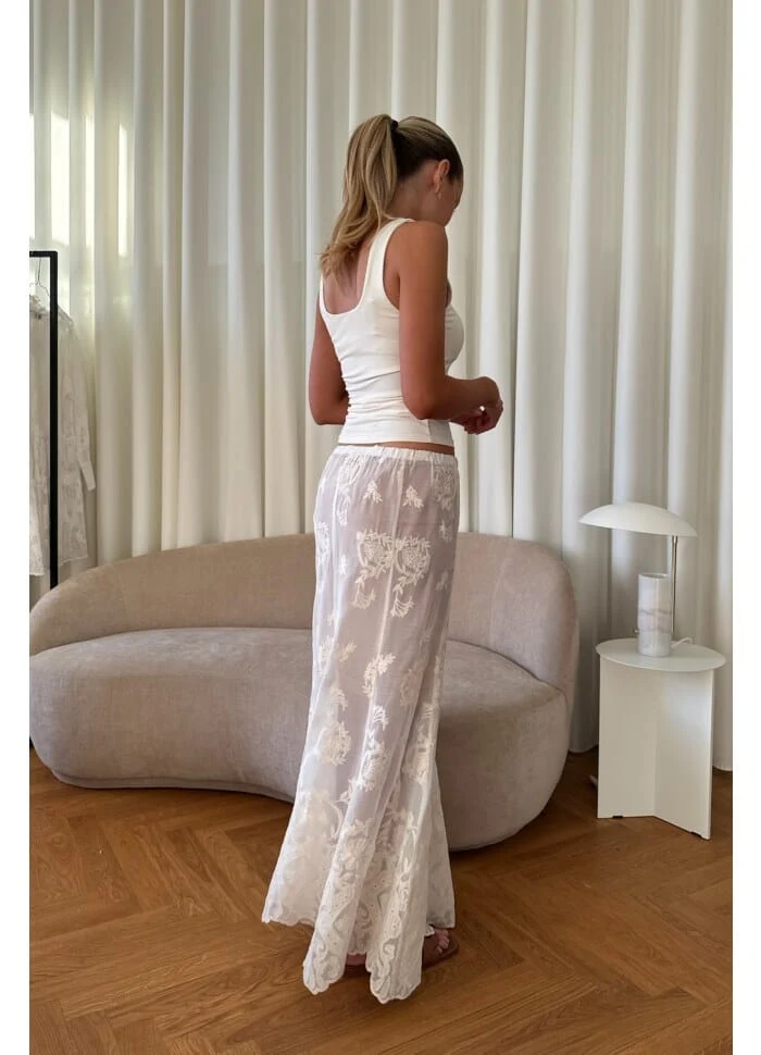 BYIC - Ellinoric Lace Maxi Skirt - vw Vintage White