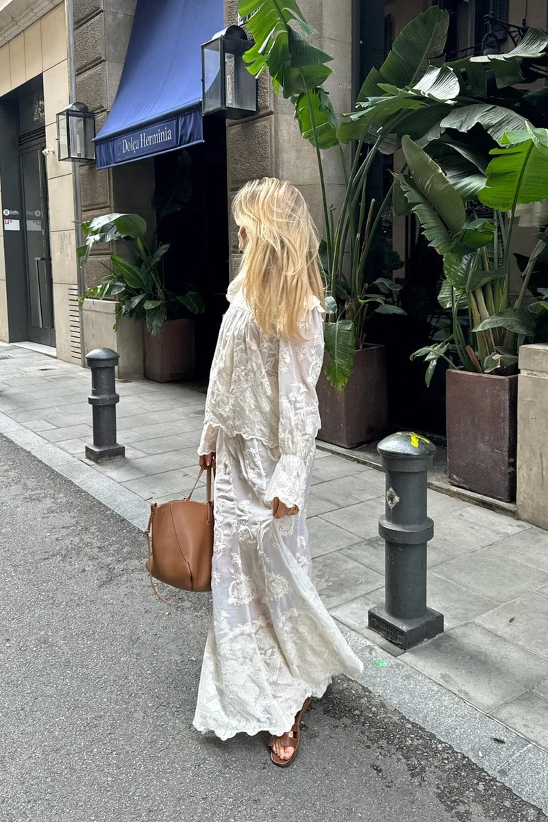 BYIC - Ellinoric Lace Maxi Skirt - vw Vintage White