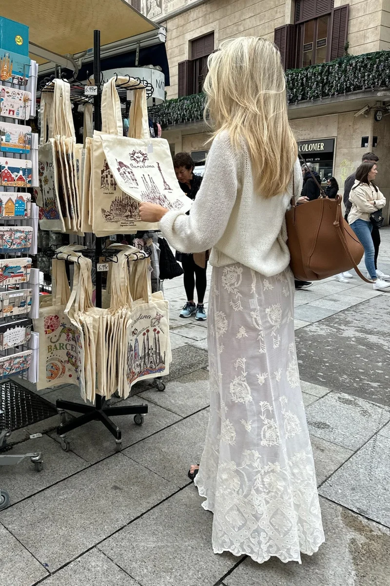 BYIC - Ellinoric Lace Maxi Skirt - vw Vintage White