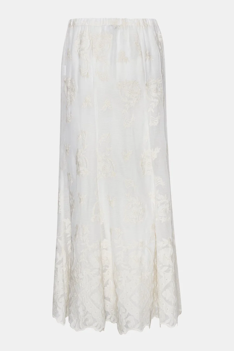 BYIC - Ellinoric Lace Maxi Skirt - vw Vintage White