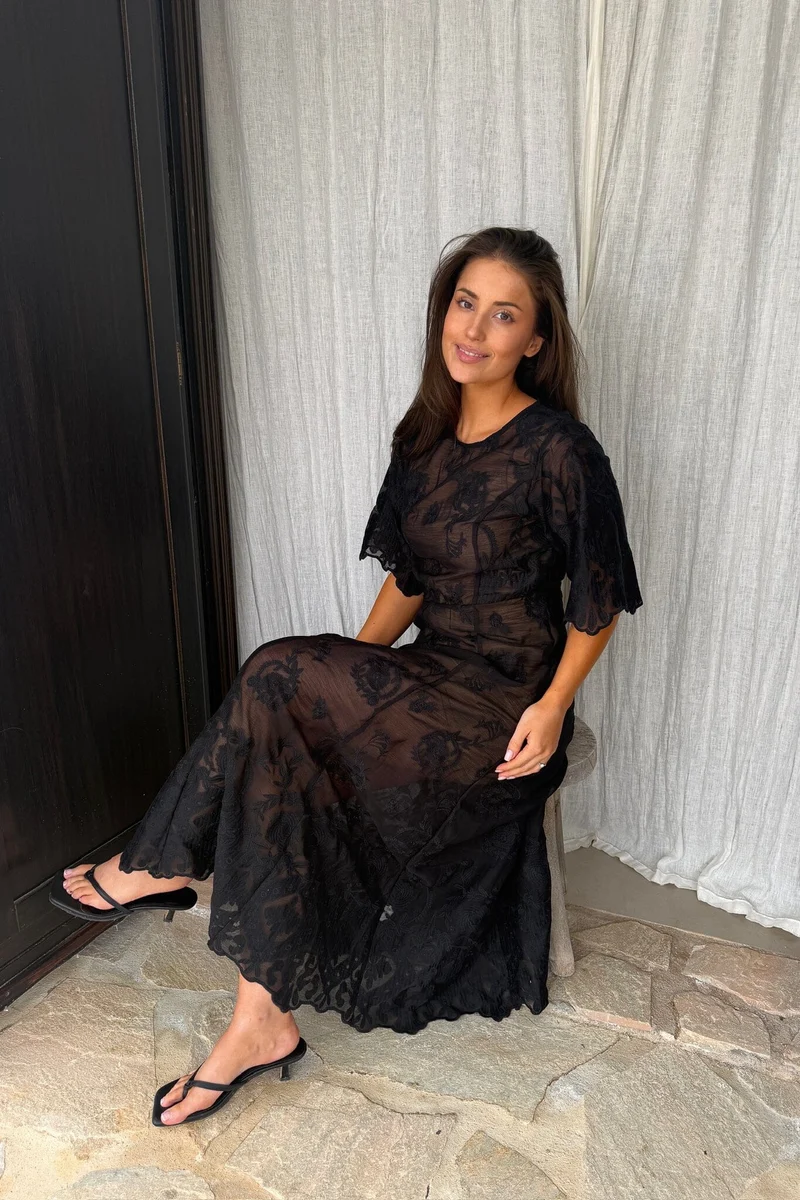 BYIC - Ellinoric Lace Long Dress - vb Vintage Black