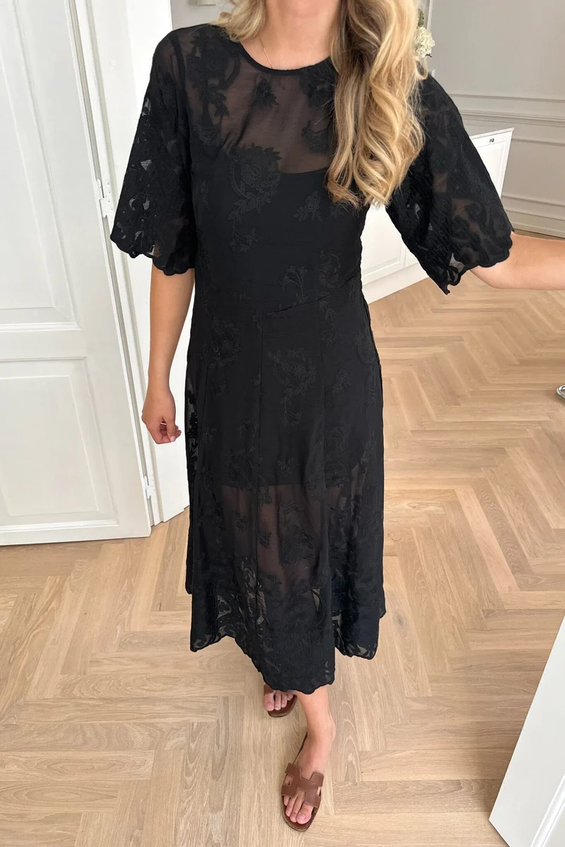 BYIC - Ellinoric Lace Long Dress - vb Vintage Black