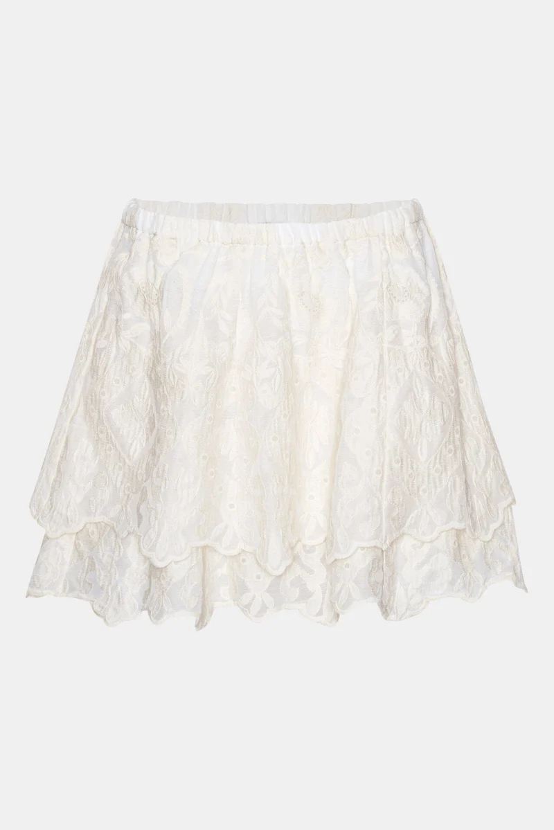 BYIC - Ellinoric Lace Mini Skirt - vw Vintage White