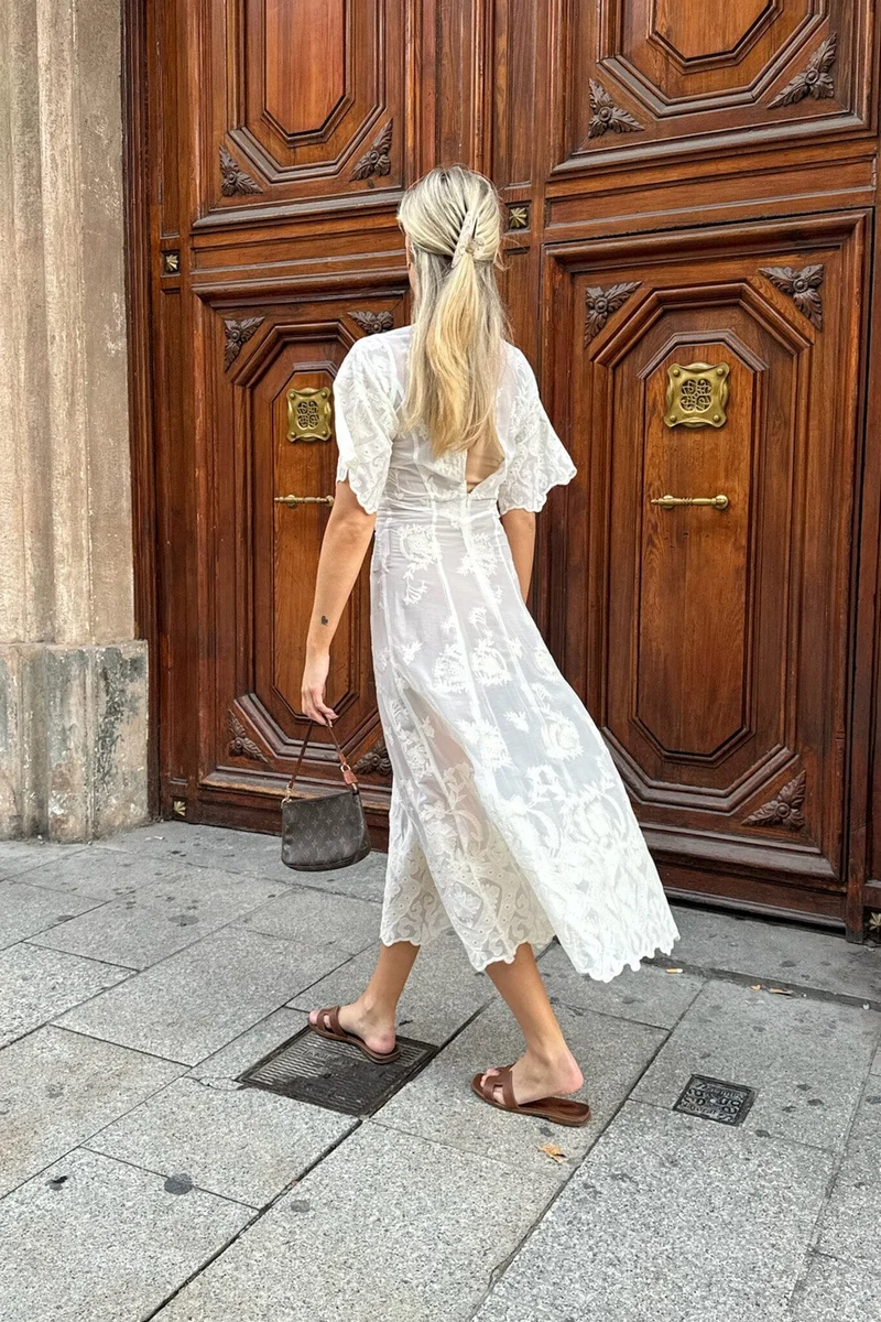 BYIC - Ellinoric Lace Long Dress - vw Vintage White