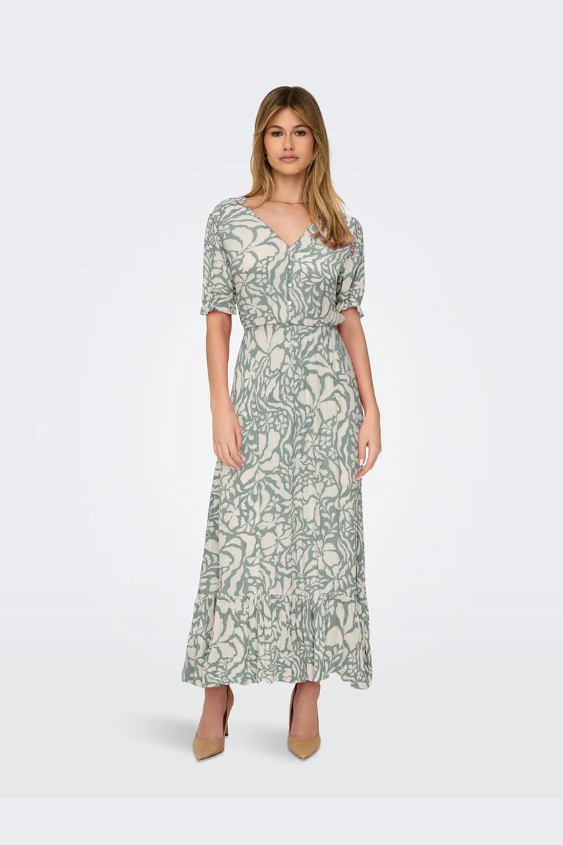 Only - Onlchianti S/S Long Dress - 4758851 Chinois Green Narri Print