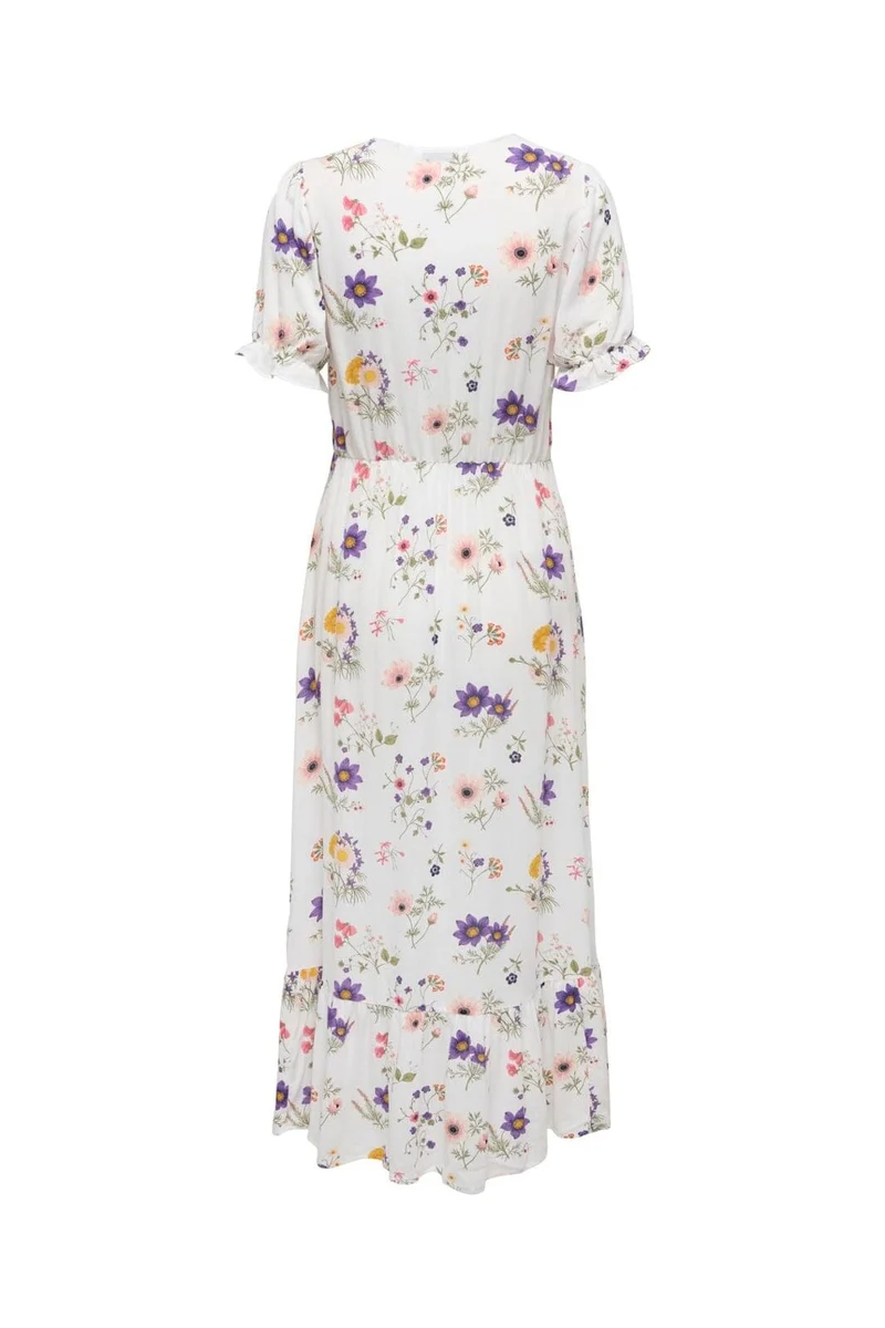 Only - Onlchianti S/S Long Dress - 5023448 Cloud Dancer Favorite Flower