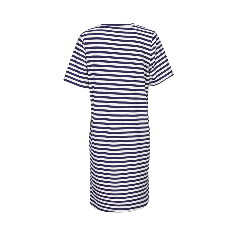 Liberte - Alma-Vneck-Tshirt-Dress 9594 - Blue Creme Stripe