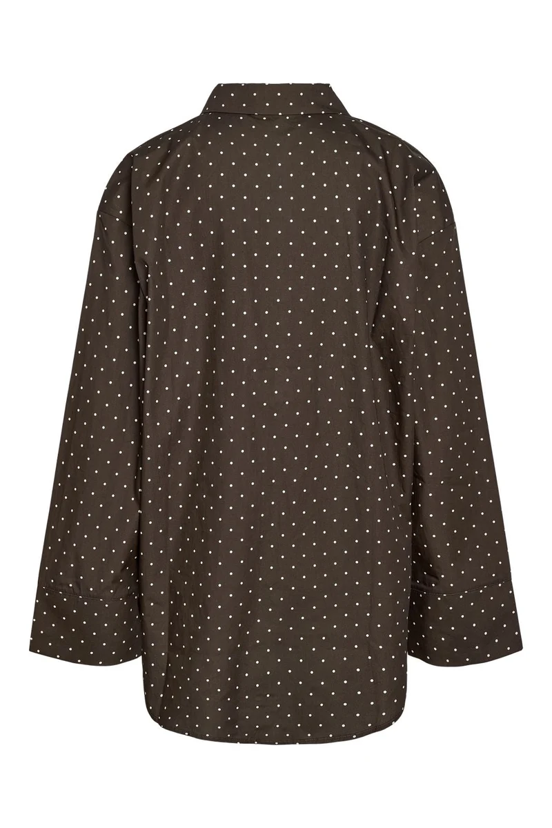 Noisy May - Nmfrida L/S Button Shirt Box - 5091867 Chocolate Brown White Dots