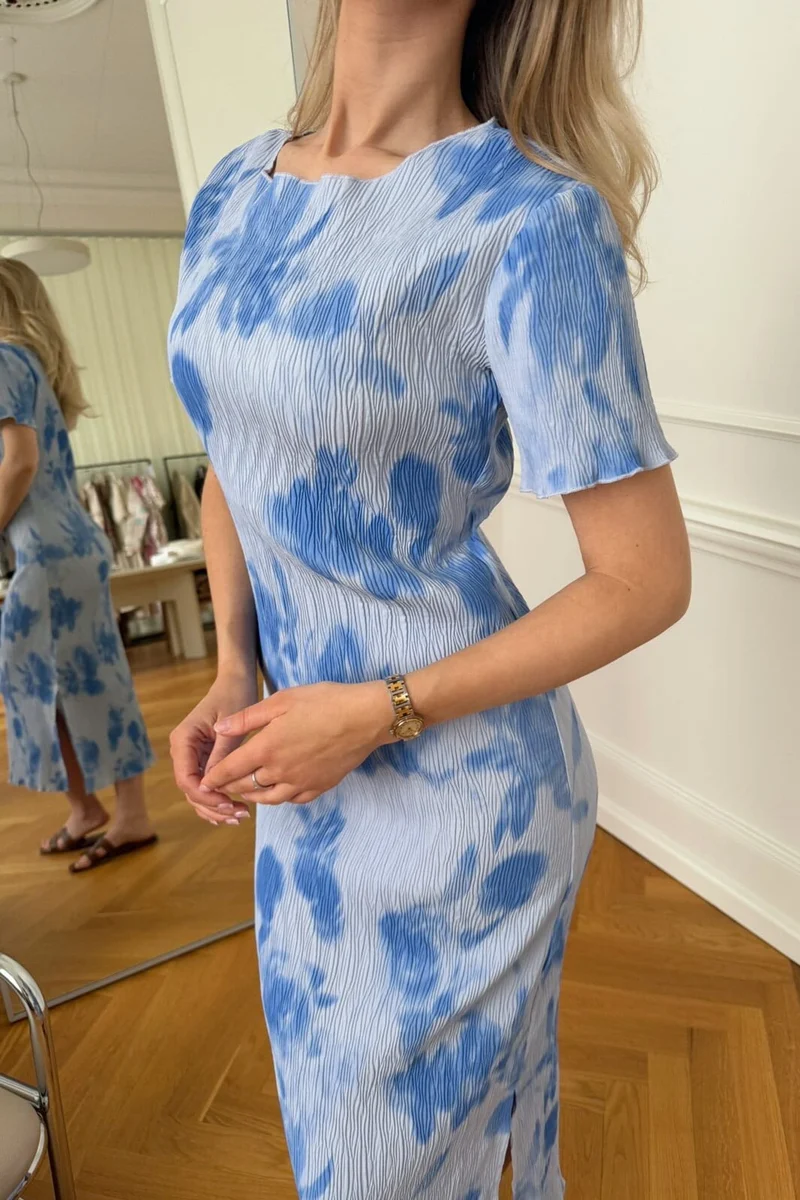 BYIC - Odaic Ss Dress A23834 - Abstract Blue Flower Print